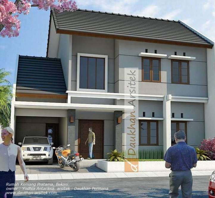 Gambar 3D Tampak Depan Renovasi Rumah Modern Minimalis di Kemang Pratama Bekasi