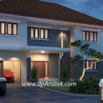 Gambar 3D Fasad Depan Desain Rumah Klasik Minimalis 2 Lantai di Cilacap Jawa Tengah