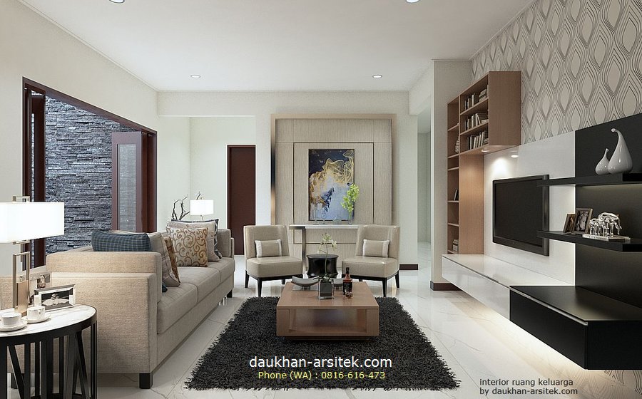 Gambar 3D Interior Ruang Keluarga Desain Rumah di Pesindon kota Pekalongan