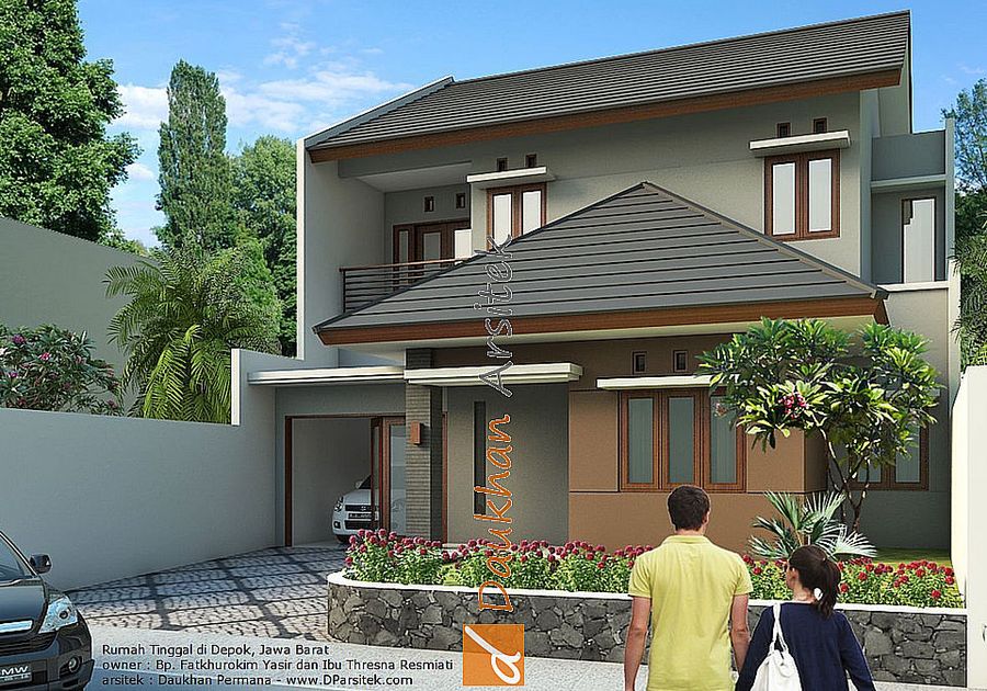 Gambar 3D Tampak Depan Desain Rumah di kota Depok Jawa Barat
